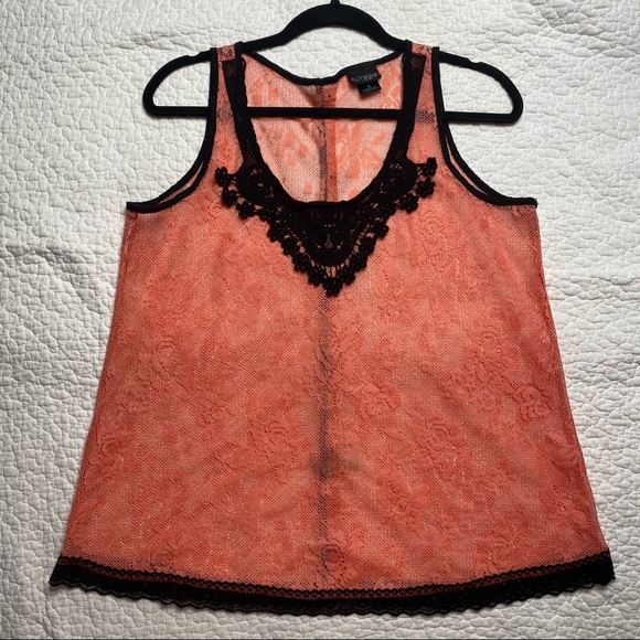 Daytrip Tops - Daytrip Peach and Black lace Take Top Size M